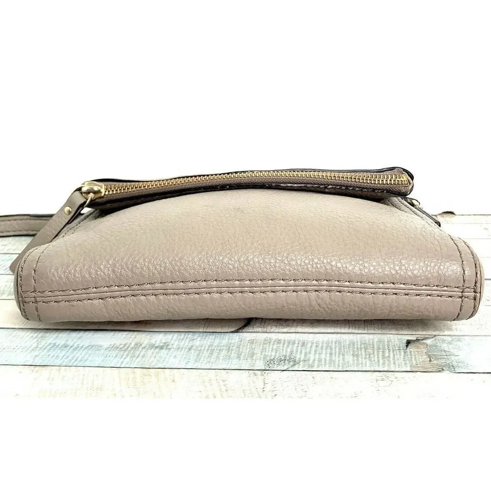 kate spade MUSHROOM BEIGE GENUINE LEATHER SMALL SHOULDER BAG HANDBAG CROSSBODY